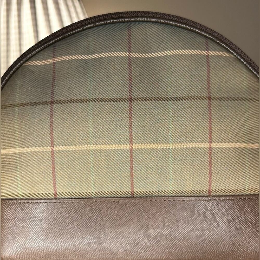 Authentic Vintage Burberrys Brown Leather and Plaid Zip Pouch - Picture 4 of 6